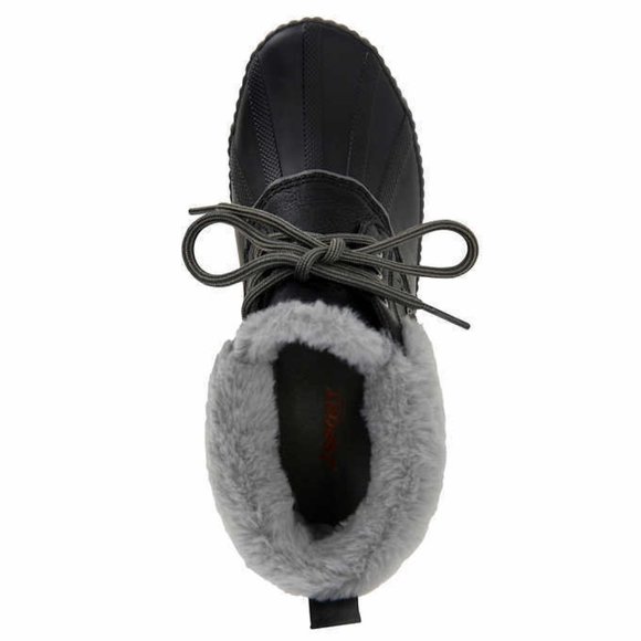 JSport Women's Mary Black Faux Fur Trim Waterproof Duck Boots - Picture 4 of 6